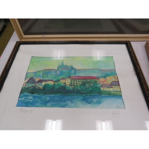 585 - 4 framed watercolours various artists and subjects see pics.