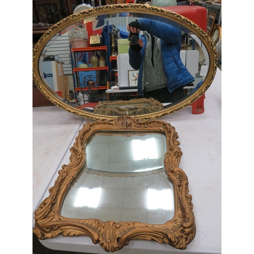 586 - 2 Vintage moulded plaster gilt framed mirrors