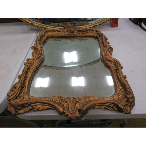 586 - 2 Vintage moulded plaster gilt framed mirrors