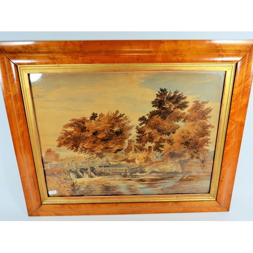 593 - Lovely old watercolour/Lithograph, framed and mounted under glass. Measures 25 x 21 inches. See phot... 