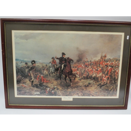 601 - Three large framed and mounted under glass, Prints of the Napoleonic War.  Each approx 36 x 26 inche... 