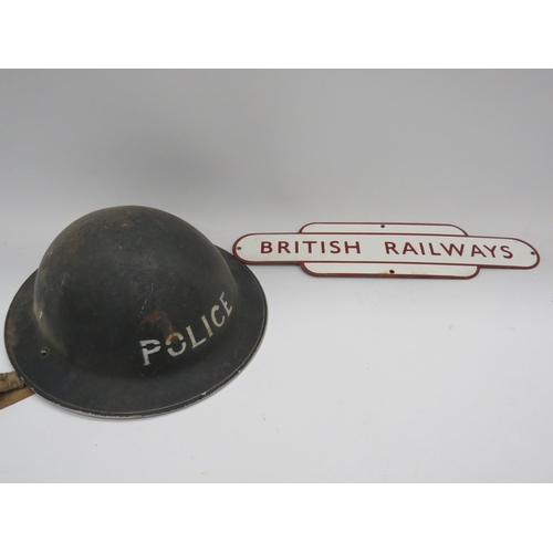 1940 s era WW2 Police Brodie Helmet plus a Metal reproduction