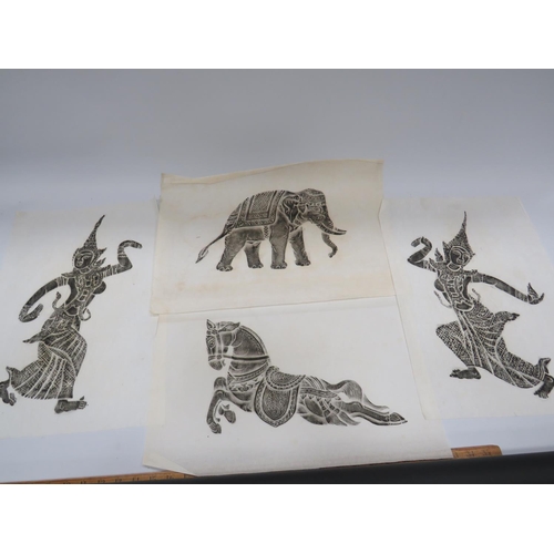 617 - Selection of Thai Temple rubbings on Rice paper. See photos.