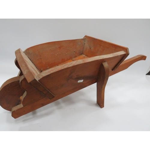 621 - Simply made childs wheelbarrow. All wood construction to include wooden wheel.   H:13 inches by 28 i... 