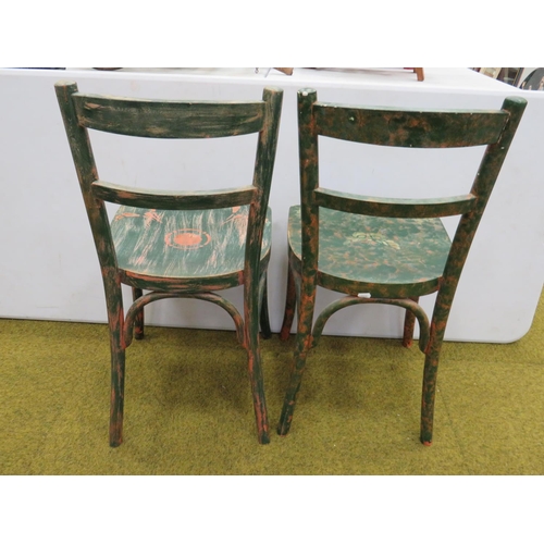 623 - Two Vintage Parlour chairs with painted decoration by Artex.  Seat height 18 inches. Back height 52 ... 