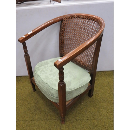 624 - 1920's era very low Tub style chair with bergere back, non original seat squab. Seat height 13 inche... 