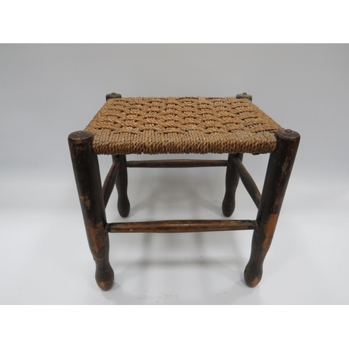 625 - Trio of early 20th Century parlour chairs with rattan seats. Geometric inlay decoration to tops and ... 