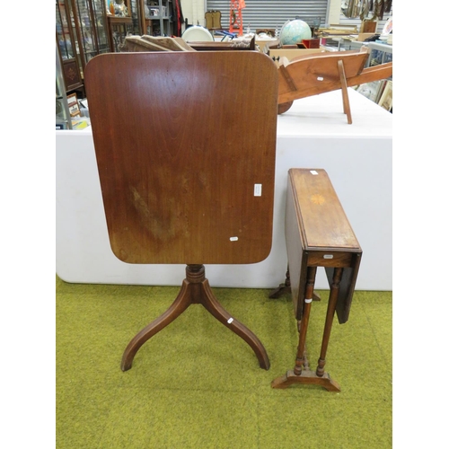 627 - Two early 20th Century Tables.  One a handy Tilt top table with three bracket legs, turned central s... 