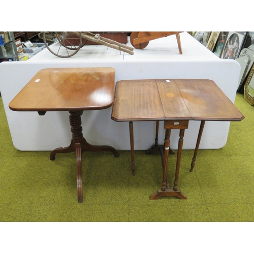 627 - Two early 20th Century Tables.  One a handy Tilt top table with three bracket legs, turned central s... 