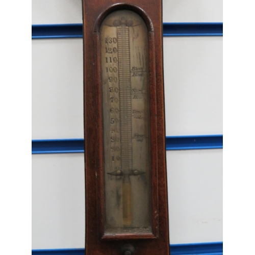 629 - Vintage Banjo shaped barometer by Pickering & Son of Hull.  Will need some  restoration to make perf... 