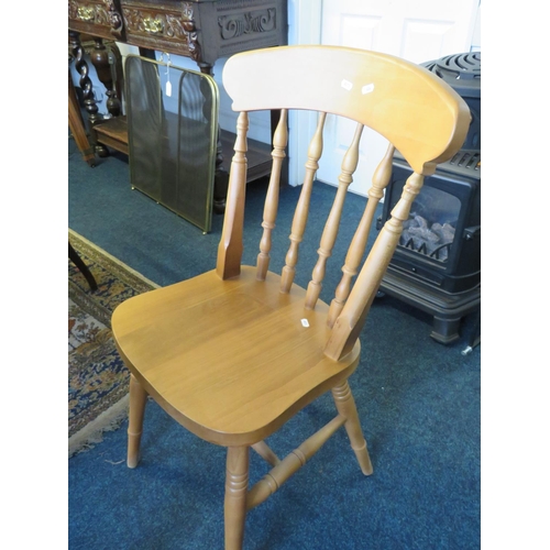 636 - Useful sized pine kitchen table together with two well made pine chairs.  Table measures approx H:30... 