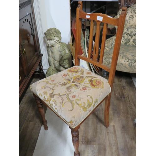 644 - Edwardian era chair with needlepoint upholstered seat.  S2