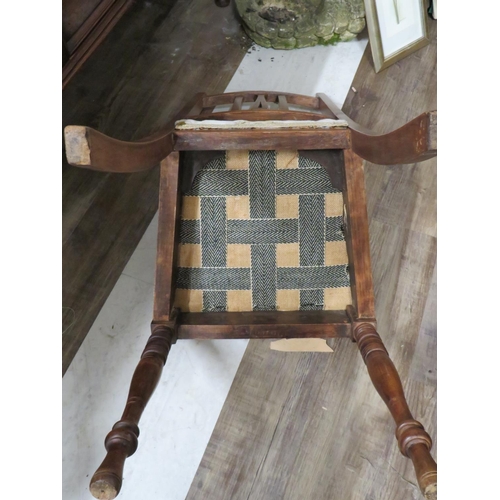 644 - Edwardian era chair with needlepoint upholstered seat.  S2