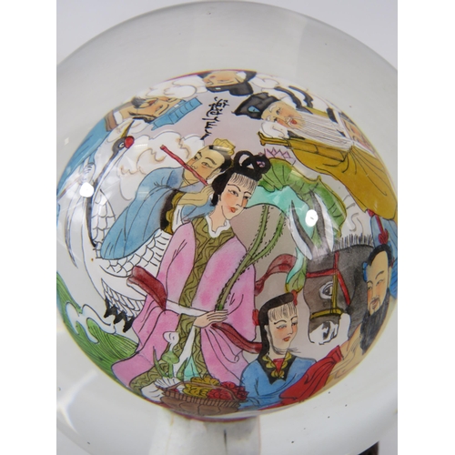 11 - Large chinese reverse painted paperweight.