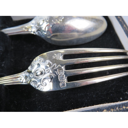 160 - London 1879 Sterling silver cased Fork and spoon set, 61.6 g