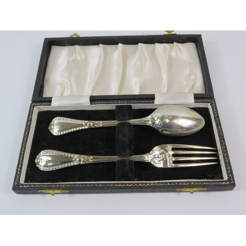 160 - London 1879 Sterling silver cased Fork and spoon set, 61.6 g