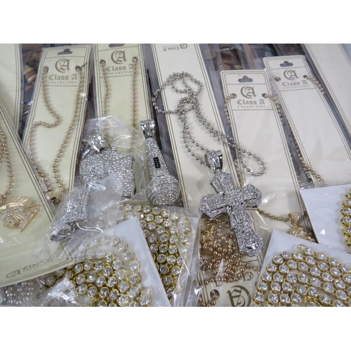 173 - Large selection of various Bling costume jewellery and Hippie chic bracelets all in packets.