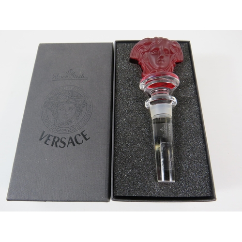 176 - Versace Rosenthal crystal glass Medusa bottle stop in box