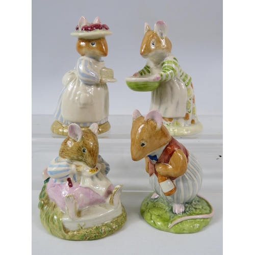 3 - Four Royal Doulton Bramley Hedge figurines, all with boxes. The tallest measures 10cm.