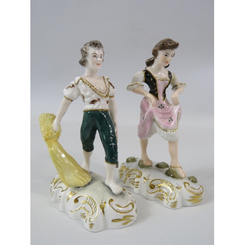 6 - 2 Royal Crown Derby Figurines by Edward Drew, 12 cm tall (1 has had a repair see pics).