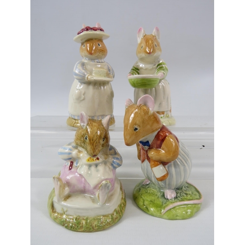 3 - Four Royal Doulton Bramley Hedge figurines, all with boxes. The tallest measures 10cm.