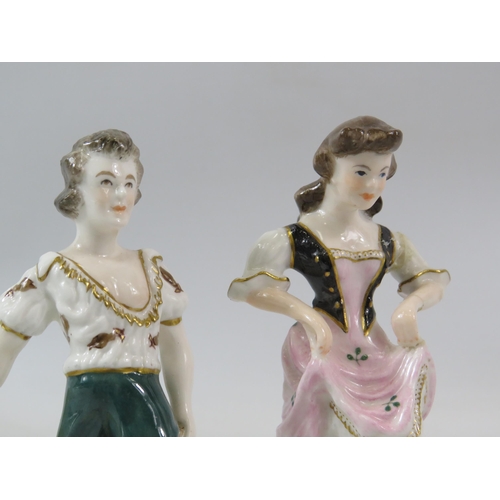 6 - 2 Royal Crown Derby Figurines by Edward Drew, 12 cm tall (1 has had a repair see pics).