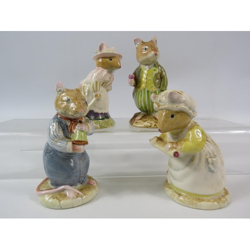 7 - Four Royal Doulton Bramley Hedge figurines all with boxes, (1 has a slight chip to one ear).