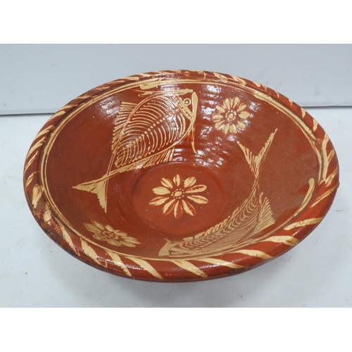 838 - Large terracotta pottery bowl, 38cm diameter and 12cm tall.