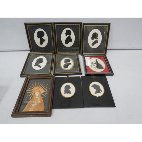 842 - Selection of framed silhouettes pictures.