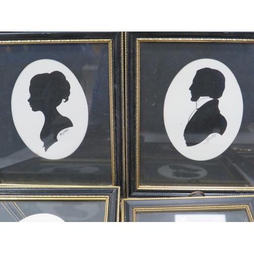 842 - Selection of framed silhouettes pictures.