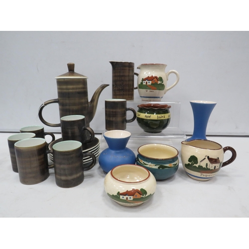 850 - Mixed lot including a Rye Cinq ports coffee set and various mottoware/