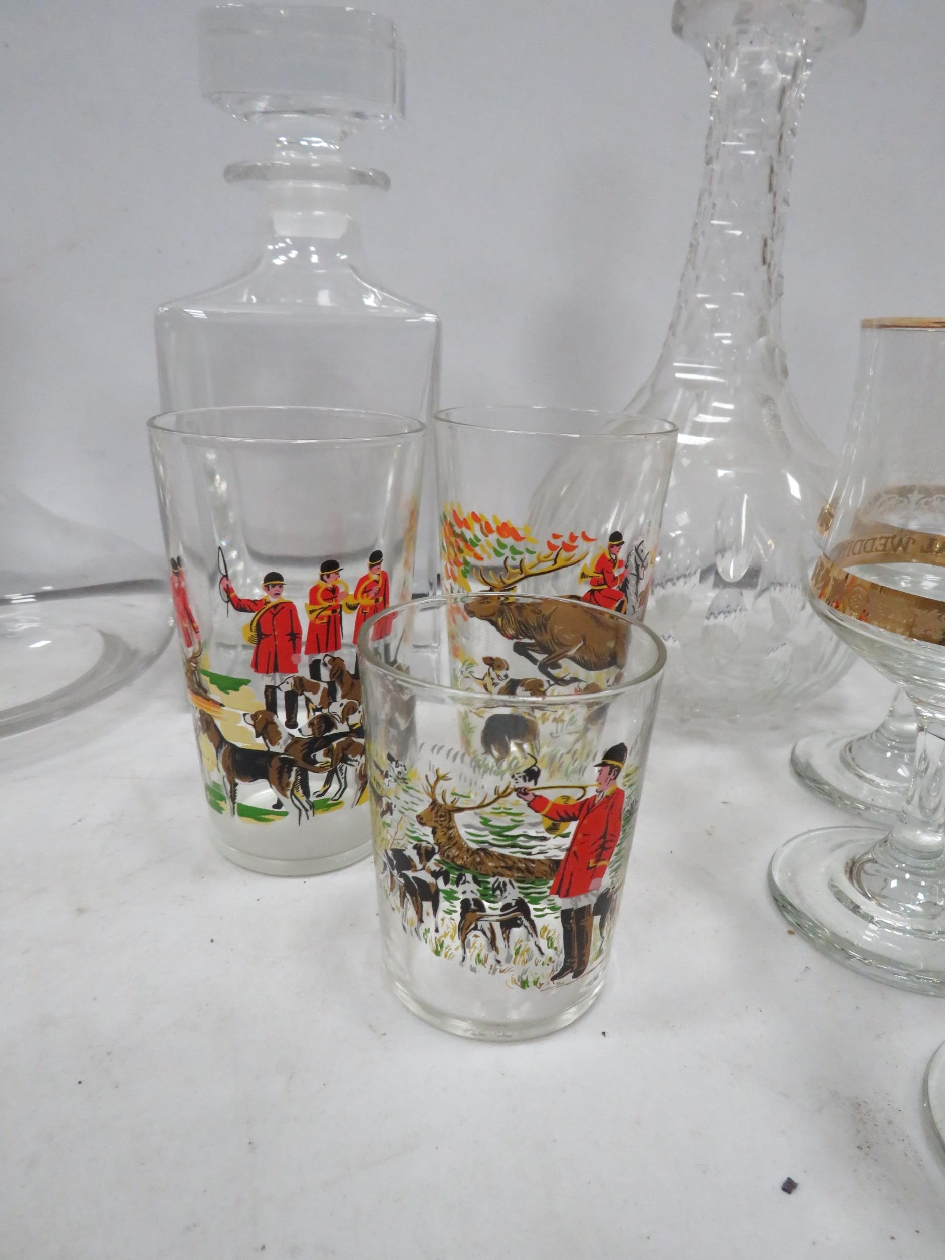 2 Dartington crystal glass decanters plus 2 other decanters and a