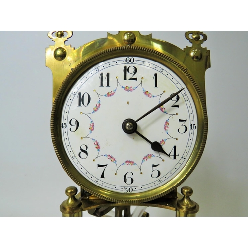 38 - Brass based Anniversary clock under Glass Dome.  Appears to be in running order but no key present. ... 