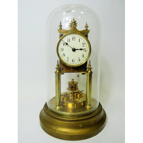 40 - Gustav Becker Anniversary Clock, Serial Number 2450513. Appears to be in running order. Glass dome. ... 