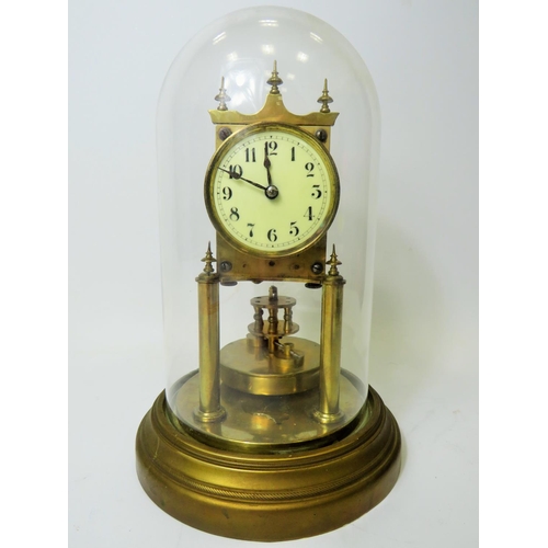 41 - Gustav Becker Anniversary Clock, Serial Number 2248420. Appears to be in running order. Glass dome. ... 