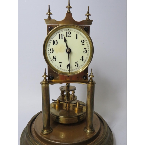 45 - Gustav Becker Anniversary Clock, Serial Number 2264113. Appears to be in running order. Glass dome. ... 