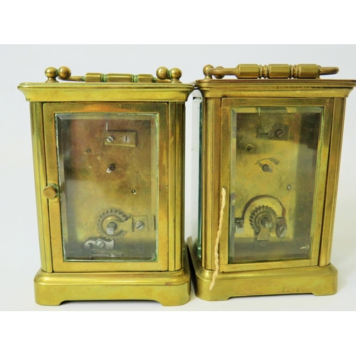 59 - Two Brass Carriage Clocks, Both Non runners. For spares or repairs.   See photos.