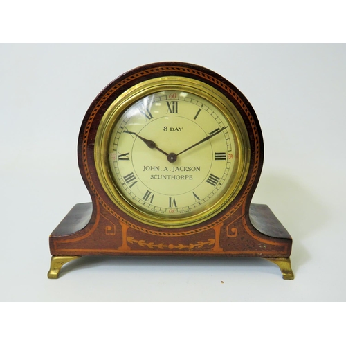 61 - 8 Day Wooden mantle clock with Local Interest face, Intermittent runner together with a french ornat... 