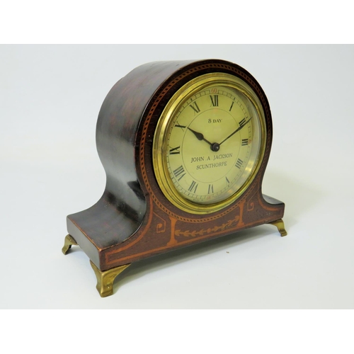 61 - 8 Day Wooden mantle clock with Local Interest face, Intermittent runner together with a french ornat... 