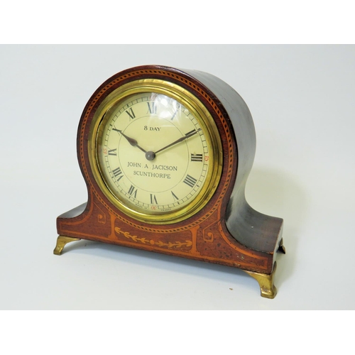 61 - 8 Day Wooden mantle clock with Local Interest face, Intermittent runner together with a french ornat... 