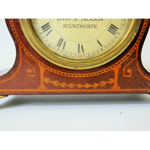 61 - 8 Day Wooden mantle clock with Local Interest face, Intermittent runner together with a french ornat... 