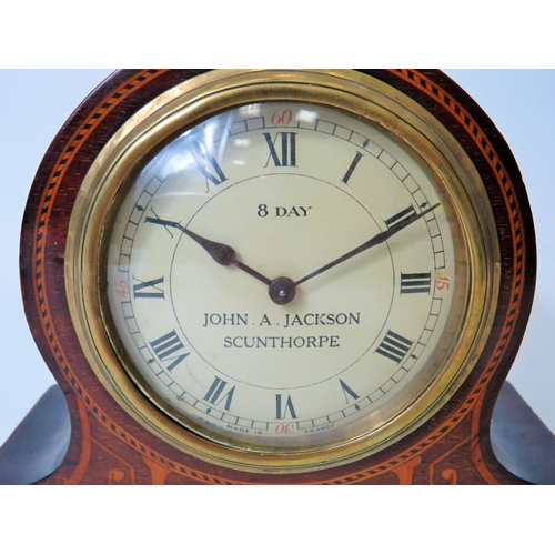 61 - 8 Day Wooden mantle clock with Local Interest face, Intermittent runner together with a french ornat... 