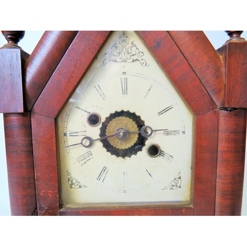 64 - American made Early 20th Century Mantle Alarm Clock in running order but weak mechanism.  15 inches ... 