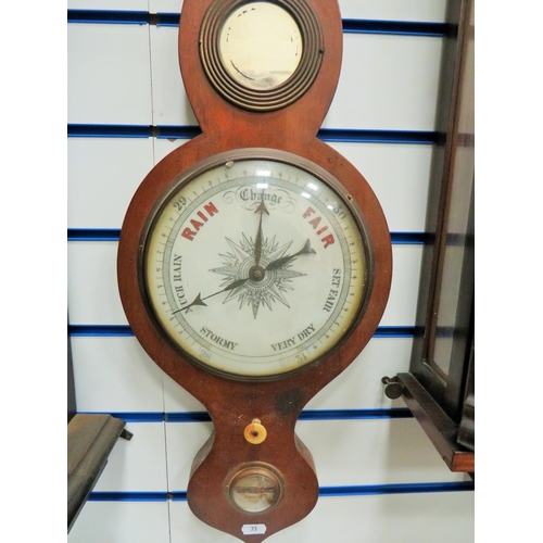 73 - Vintage Barometer/Thermometer. No makers mark. 38 inches long. See photos.