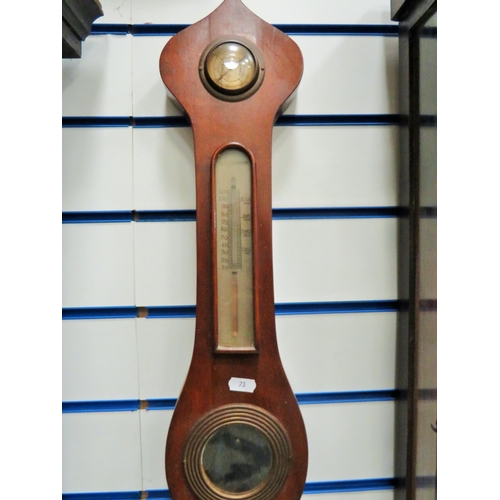 73 - Vintage Barometer/Thermometer. No makers mark. 38 inches long. See photos.