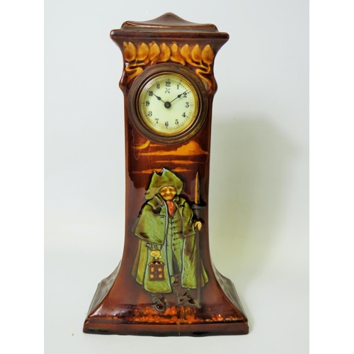 75 - Royal Doulton 'Lamplighter' clock with ceramic body (crack to base) Clock non runner for spares or r... 