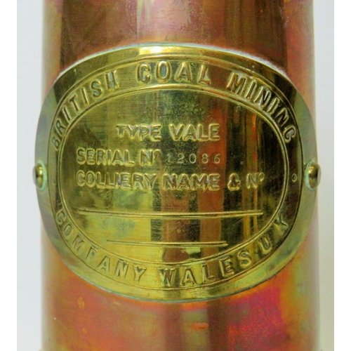 76 - British Coal Mining Company (Wales UK) Brass Miners lamp in excellent condition.   Serial number 120... 