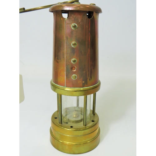 76 - British Coal Mining Company (Wales UK) Brass Miners lamp in excellent condition.   Serial number 120... 