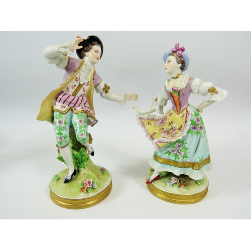 89 - Pair of Dresden Sitzendorf Neo Classical figures. Both in excellent condition and measures approx 9 ... 