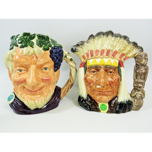 94 - Two Large Royal Doulton Character Jugs. North American Indian (D6611) plus Bacchus (D6499) both in e... 